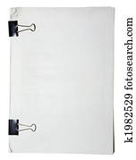 Block of paper attached with paper clips with empty space for your design.