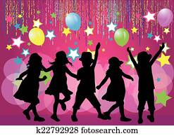 enfants, silhouettes