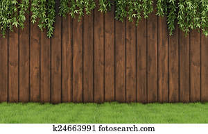 Garden with old wooden fence Garden with old wooden fence