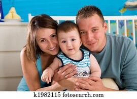  Happy family at home