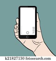 Illustration of a man holding phone Illustration of a man holding phone