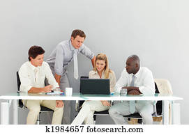 komandējums, cilvēki, interacting, pa, la, mītiņš