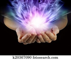Magical energy in cupped hands