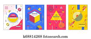 Modern abstract posters. Memphis geometric banners flyers billboards backgrounds, hipster creative vector shapes for brochures posters Modern abstract posters. Memphis geometric banners flyers billboards backgrounds, hipster creative vector shapes for brochures posters