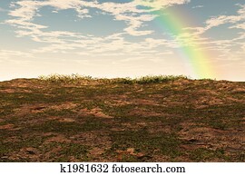 regenbogen, und, feld
