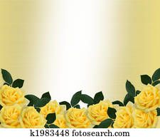 Wedding Invitation Yellow Roses Border Wedding Invitation Yellow Roses Border