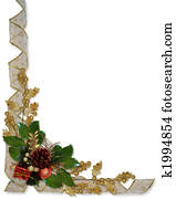 Christmas Holly and ribbons border Christmas Holly and ribbons border