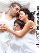 hyggelig, familie, soving, sammen