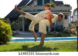 Senior couple workout