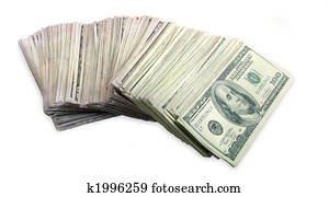 Stack of One Hundred Dollar Bills Fanned Out