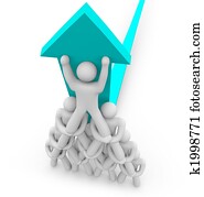 Team Pyramid Pushing Up Arrow