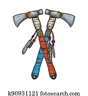 גרזן, עבור, צבע, רשום, חקיקה, וקטור, illustration., *t* חולצה, ליבוש, הדפס, design., גרד, עלה, imitation., לבן שחור, העבר, צייר, image.