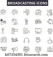 לשדר, קו, איקונים, ל, רשת, ו, נייד, design., editable, לטף, signs., לשדר, תאר, מושג, דוגמות