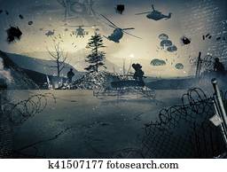 רקע, של, a, מלחמה