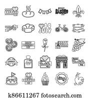 bundle of bastille day icons bundle of bastille day icons