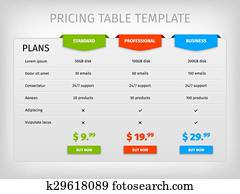 Colorful comparison pricing table template Colorful comparison pricing table template