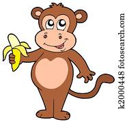 Cute monkey with banana Cute monkey with banana