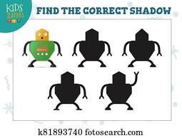 Find the correct shadow for cute cartoon robot educational preschool kids mini game Find the correct shadow for cute cartoon robot educational preschool kids mini game
