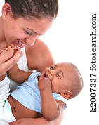 lächeln, mutti, spiel, baby