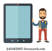 Man with big screen tablet. Man with big screen tablet.