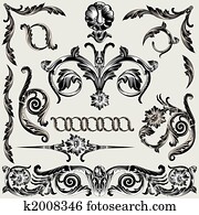 Set Of Classic Floral Decoration Elements Set Of Classic Floral Decoration Elements