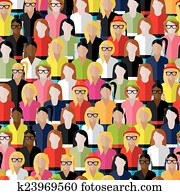 vector seamless pattern with a large group of girls and women. f vector seamless pattern with a large group of girls and women. f
