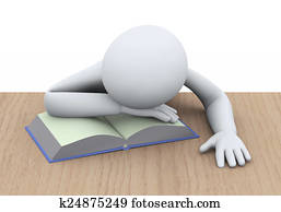 3d, eingeschlafen, schueler, mit, buch