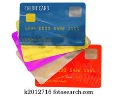 Colorful credit cards top view