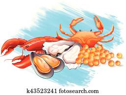 Different kinds of fresh seafood Different kinds of fresh seafood
