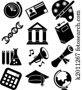 Education Icon Set Black