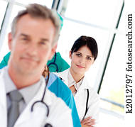 Female doctor in a row