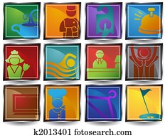 Hotel Square Icon Set Hotel Square Icon Set