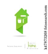 House logo with painting tools House logo with painting tools