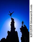 Rock climber on the summit.