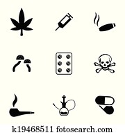 Vector black drugs icons set Vector black drugs icons set