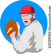 Baseball pitcher on blue circle