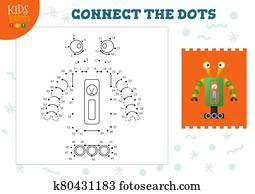 Connect the dots kids mini game vector illustration. Preschool children education activity Connect the dots kids mini game vector illustration. Preschool children education activity
