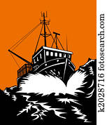 Fishing boat in storm Fishing boat in storm