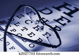 Glasses and eytest chart differential focus  