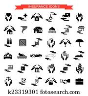 Insurance Car, home, disasters, investment, health, and travel icons set Insurance Car, home, disasters, investment, health, and travel icons set