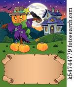 liten, parchment, og, halloween, scarecrow