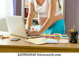 schangere frau, arbeiten heim