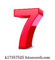 3d shiny red number 7
