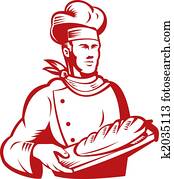 Baker with bread Baker with bread