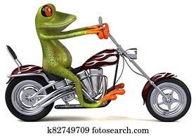 Fun frog on a motorcycle - 3D Illustration Fun frog on a motorcycle - 3D Illustration
