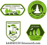 Green nature ecology company vector icons set Green nature ecology company vector icons set