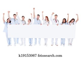 gruppe, av, healthcare, personale, avholdelse, ei, fane