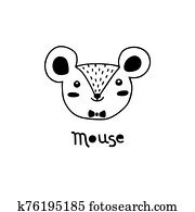 niedlich, mouse,, einfache, ratte, gesicht, karikatur, style., vektor, abbildung niedlich, mouse,, einfache, ratte, gesicht, karikatur, style., vektor, abbildung
