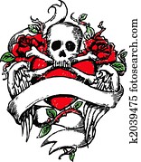 Skull rock tattoo emblem Skull rock tattoo emblem