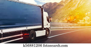 Truck run fast on the highway to deliver Truck run fast on the highway to deliver